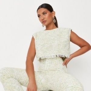 Delaney Child’s Edit Lime Cropped Boxy Shoulder Pad Sleeveless Top